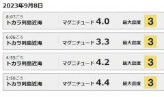 突发！日本一地连续发生4次地震